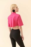Crop Poplin Kadın Gömlek   Fuşya