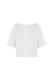 Geniş Yakalı Fafanto Yazı Baskılı Crop Sweatshirt   Ekru