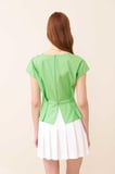 Drape Detaylı Peplum Poplin Bluz Yeşil