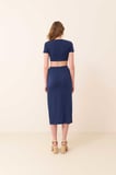 Dekolteli Crop Bluz Lacivert