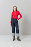 Double Paça Denim Pantolon Lacivert