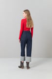 Double Paça Denim Pantolon Lacivert