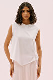 Bisiklet Yaka T-shirt Beyaz