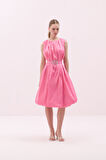 Tafta Beli Kemerli Midi Boy Balon Elbise Pembe