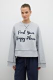 Nakışlı Sweatshirt Gri