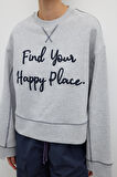Nakışlı Sweatshirt Gri