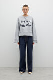 Nakışlı Sweatshirt Gri