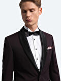 Bordo Slim Fit Şal Yaka Dokuma Smokin Takım Elbise