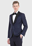 Saks Düz Fashion Slim Fit Kelebek Yaka Dokuma Smokin Takım Elbise