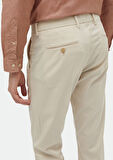 Ekru Düz Dokuma Regular Fit Casual Pantolon