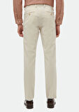 Ekru Düz Dokuma Regular Fit Casual Pantolon
