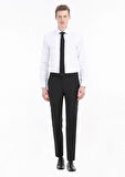Beyaz Düz Slim Fit Dokuma Klasik Pamuk Karışımlı Gömlek