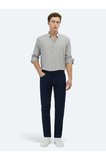 Lacivert Düz Dokuma Slim Fit Casual Pamuk Karışımlı Pantolon