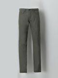 Haki Dokuma Slim Fit Casual Pamuk Karışımlı Pantolon
