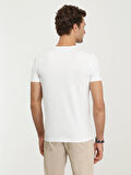 Kip Sıfır Yaka Baskılı Beyaz Erkek T-Shirt TSH-1359