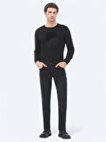 Siyah Slim Fit Denim Pamuk Karışımlı Pantolon