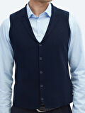 Lacivert Regular Fit Casual Örme Triko Yelek