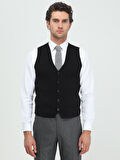 Siyah Regular Fit Casual Örme Triko Yelek