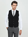 Siyah Regular Fit Casual Örme Triko Yelek