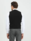 Siyah Regular Fit Casual Örme Triko Yelek