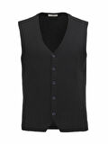 Siyah Regular Fit Casual Örme Triko Yelek