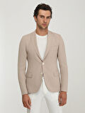 Bej Düz Slim Fit Ceket