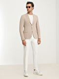 Bej Düz Slim Fit Ceket