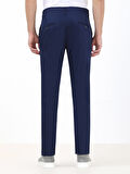Gece Mavisi Düz Dokuma Slim Fit Casual Pamuk Karışımlı Pantolon