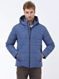 İndigo Regular Fit Kapüşonlu Casual Dokuma Mont