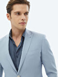Açık Mavi Düz Slim Fit Ceket