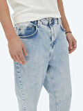 Açık Mavi Carrot Fit Denim %100 Pamuk Pantolon
