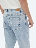 Açık Mavi Carrot Fit Denim %100 Pamuk Pantolon