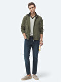 Haki Regular Fit Dik Yaka Casual Dokuma Mont