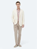 Ekru Düz Modern Fit Örme Ceket