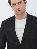 Siyah Çizgili Modern Fit Ceket
