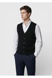 Siyah Regular Fit V Yaka Casual Örme Triko Yelek