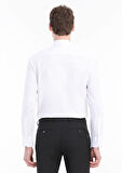 Beyaz Düz Regular Fit Dokuma Klasik Pamuk Karışımlı Gömlek
