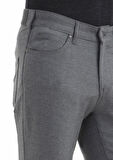 Gri Düz Dokuma Slim Fit Casual Pantolon