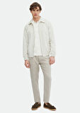 Ekru Regular Fit Gömlek Yaka Casual Dokuma Mont