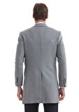 Gri Regular Fit Kelebek Yaka Klasik Dokuma Palto