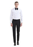 Beyaz Düz Slim Fit Duble Manşet Ata Yaka Smokin Gömlek