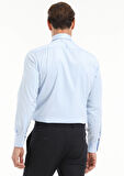 Açık Mavi Regular Fit Ütü İstemeyen Dokuma Klasik %100 Pamuk Gömlek