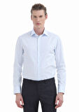 Açık Mavi Düz Slim Fit Dokuma Klasik %100 Pamuk Gömlek