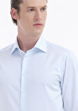 Açık Mavi Düz Slim Fit Dokuma Klasik %100 Pamuk Gömlek