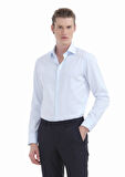 Açık Mavi Düz Slim Fit Dokuma Klasik %100 Pamuk Gömlek