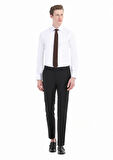 Beyaz Düz Slim Fit Dokuma Klasik %100 Pamuk Gömlek