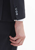 Lacivert Düz Zeroweight Slim Fit Pamuk Karışımlı Örme Takım Elbise