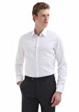 Beyaz Düz Super Slm Fit Dokuma Klasik %100 Pamuk Gömlek