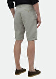 Bej Düz Dokuma Carrot Fit Casual %100 Pamuk Bermuda