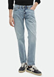 İndigo Düz Regular Fit Denim %100 Pamuk Pantolon